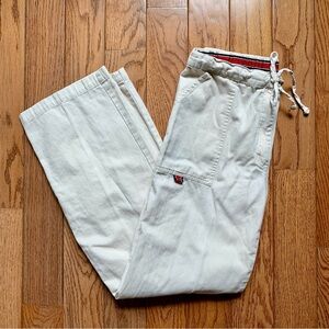 VTG Kim Rogers Womens White 100% Cotton Elastic Striped Waist Pull On Pants PS